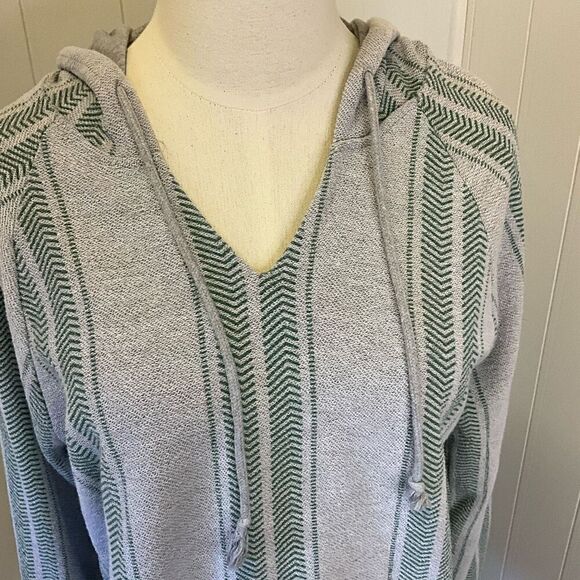 Brooklyn Cloth Company Men’s Medium Grey Striped Baja Surf Hoodie Sweatshirt - Picture 4 of 15